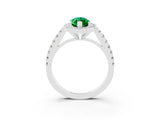 White gold Marquise Cut Halo Diamond Ring with Pavé Band and Three-Prong Setting_3