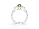White gold Marquise Cut Halo Diamond Ring with Pavé Band and Three-Prong Setting_3