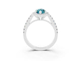 White gold Marquise Cut Halo Diamond Ring with Pavé Band and Three-Prong Setting_3