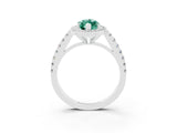 White gold Marquise Cut Halo Diamond Ring with Pavé Band and Three-Prong Setting_3