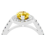 White gold Marquise Cut Halo Diamond Ring with Pavé Band and Three-Prong Setting_4