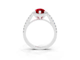 White gold Marquise Cut Halo Diamond Ring with Pavé Band and Three-Prong Setting_51