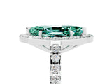 White gold Marquise Cut Halo Diamond Ring with Pavé Band and Three-Prong Setting_5