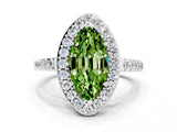 White gold Marquise Cut Halo Diamond Ring with Pavé Band and Three-Prong Setting_6