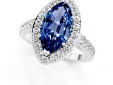 White gold Marquise Cut Halo Diamond Ring with Pavé Band and Three-Prong Setting_7