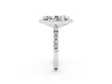White gold Marquise Cut Halo Diamond Ring with Pavé Band and Three-Prong Setting_8