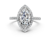 White gold Marquise Cut Halo Diamond Ring with Pave Band and Four-Prong Setting_49