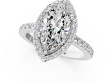 White gold Marquise Cut Halo Diamond Ring with Pave Band and Four-Prong Setting_50