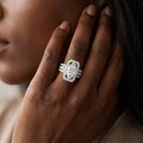 White gold Marquise Cut Halo Diamond Ring with Round  Split Shank and Prong Setting_396