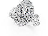 White gold Marquise Cut Halo Diamond Ring with Scrollwork Band and Four-Prong Setting_68