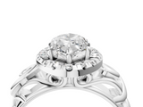 White gold Marquise Cut Halo Diamond Ring with Scrollwork Band and Four-Prong Setting_71