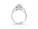 White gold Marquise Cut Halo Diamond Ring with Scrollwork Band and Four-Prong Setting_86