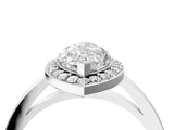 White gold Marquise Cut Halo Diamond Ring with Solitaire Band and Prong Setting_11