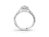 White gold Marquise Cut Halo Diamond Solitaire with Filigree Band and Four-Prong Setting_10