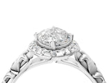 White gold Marquise Cut Halo Diamond Solitaire with Filigree Band and Four-Prong Setting_11