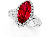 White gold Marquise Cut Halo Diamond Solitaire with Filigree Band and Four-Prong Setting_1