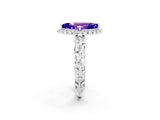 White gold Marquise Cut Halo Diamond Solitaire with Filigree Band and Four-Prong Setting_2
