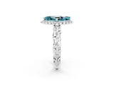 White gold Marquise Cut Halo Diamond Solitaire with Filigree Band and Four-Prong Setting_2