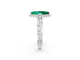 White gold Marquise Cut Halo Diamond Solitaire with Filigree Band and Four-Prong Setting_2