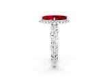 White gold Marquise Cut Halo Diamond Solitaire with Filigree Band and Four-Prong Setting_2