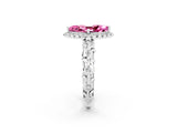 White gold Marquise Cut Halo Diamond Solitaire with Filigree Band and Four-Prong Setting_2
