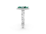White gold Marquise Cut Halo Diamond Solitaire with Filigree Band and Four-Prong Setting_2