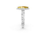 White gold Marquise Cut Halo Diamond Solitaire with Filigree Band and Four-Prong Setting_2