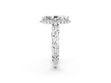 White gold Marquise Cut Halo Diamond Solitaire with Filigree Band and Four-Prong Setting_2
