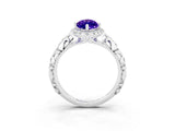 White gold Marquise Cut Halo Diamond Solitaire with Filigree Band and Four-Prong Setting_3