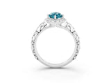White gold Marquise Cut Halo Diamond Solitaire with Filigree Band and Four-Prong Setting_3