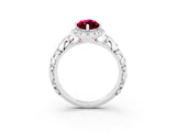 White gold Marquise Cut Halo Diamond Solitaire with Filigree Band and Four-Prong Setting_3
