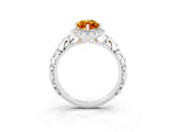 White gold Marquise Cut Halo Diamond Solitaire with Filigree Band and Four-Prong Setting_3