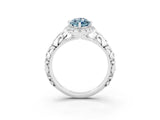 White gold Marquise Cut Halo Diamond Solitaire with Filigree Band and Four-Prong Setting_3