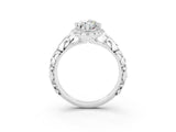 White gold Marquise Cut Halo Diamond Solitaire with Filigree Band and Four-Prong Setting_3