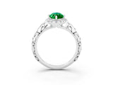 White gold Marquise Cut Halo Diamond Solitaire with Filigree Band and Four-Prong Setting_3