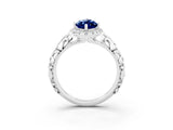 White gold Marquise Cut Halo Diamond Solitaire with Filigree Band and Four-Prong Setting_3