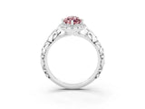 White gold Marquise Cut Halo Diamond Solitaire with Filigree Band and Four-Prong Setting_3