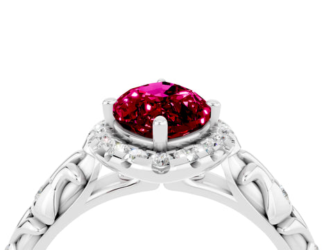White gold Marquise Cut Halo Diamond Solitaire with Filigree Band and Four-Prong Setting_4
