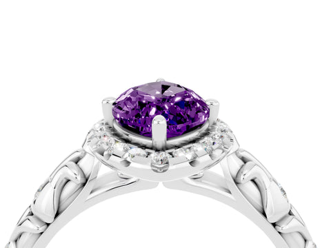 White gold Marquise Cut Halo Diamond Solitaire with Filigree Band and Four-Prong Setting_4