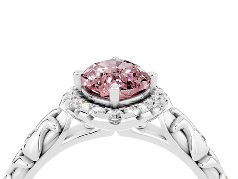 White gold Marquise Cut Halo Diamond Solitaire with Filigree Band and Four-Prong Setting_4