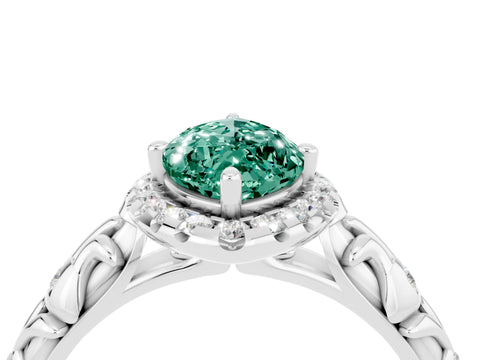 White gold Marquise Cut Halo Diamond Solitaire with Filigree Band and Four-Prong Setting_4