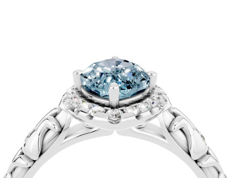 White gold Marquise Cut Halo Diamond Solitaire with Filigree Band and Four-Prong Setting_4