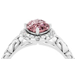 White gold Marquise Cut Halo Diamond Solitaire with Filigree Band and Four-Prong Setting_4