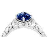 White gold Marquise Cut Halo Diamond Solitaire with Filigree Band and Four-Prong Setting_4
