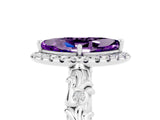 White gold Marquise Cut Halo Diamond Solitaire with Filigree Band and Four-Prong Setting_5