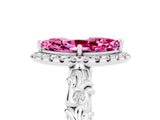 White gold Marquise Cut Halo Diamond Solitaire with Filigree Band and Four-Prong Setting_5