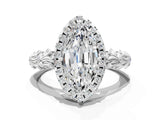 White gold Marquise Cut Halo Diamond Solitaire with Filigree Band and Four-Prong Setting_7
