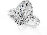 White gold Marquise Cut Halo Diamond Solitaire with Filigree Band and Four-Prong Setting_8