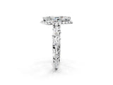 White gold Marquise Cut Halo Diamond Solitaire with Filigree Band and Four-Prong Setting_9