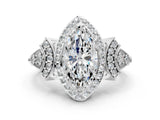 White gold Marquise Cut Halo Diamond Split Shank Engagement Ring with Four-Prong Setting_92